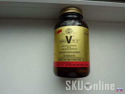Этикетка с витаминами Solgar Formula V, VM-75