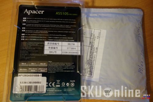 SSD диск Apacer AS510S 128 Гб. Обратная сторона упаковки