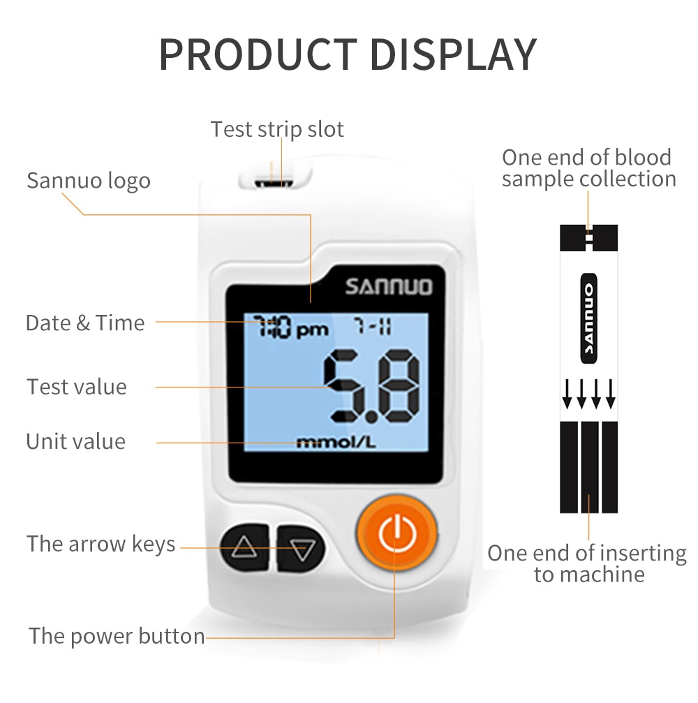 Глюкометр Sannuo GA-3 + 50 тестов + 50 Иголок +БЕСЛАТНАЯ ДОСТАВКА ПО